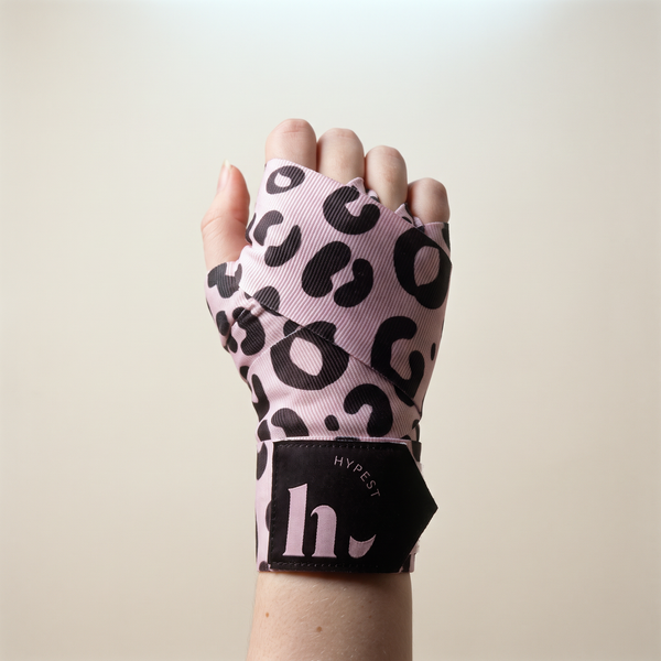 HYPEST Leopard Rapid Boksbandage – Bruin/Roze voor dames — optimale bescherming en premium pasvorm bij (kick)boksen